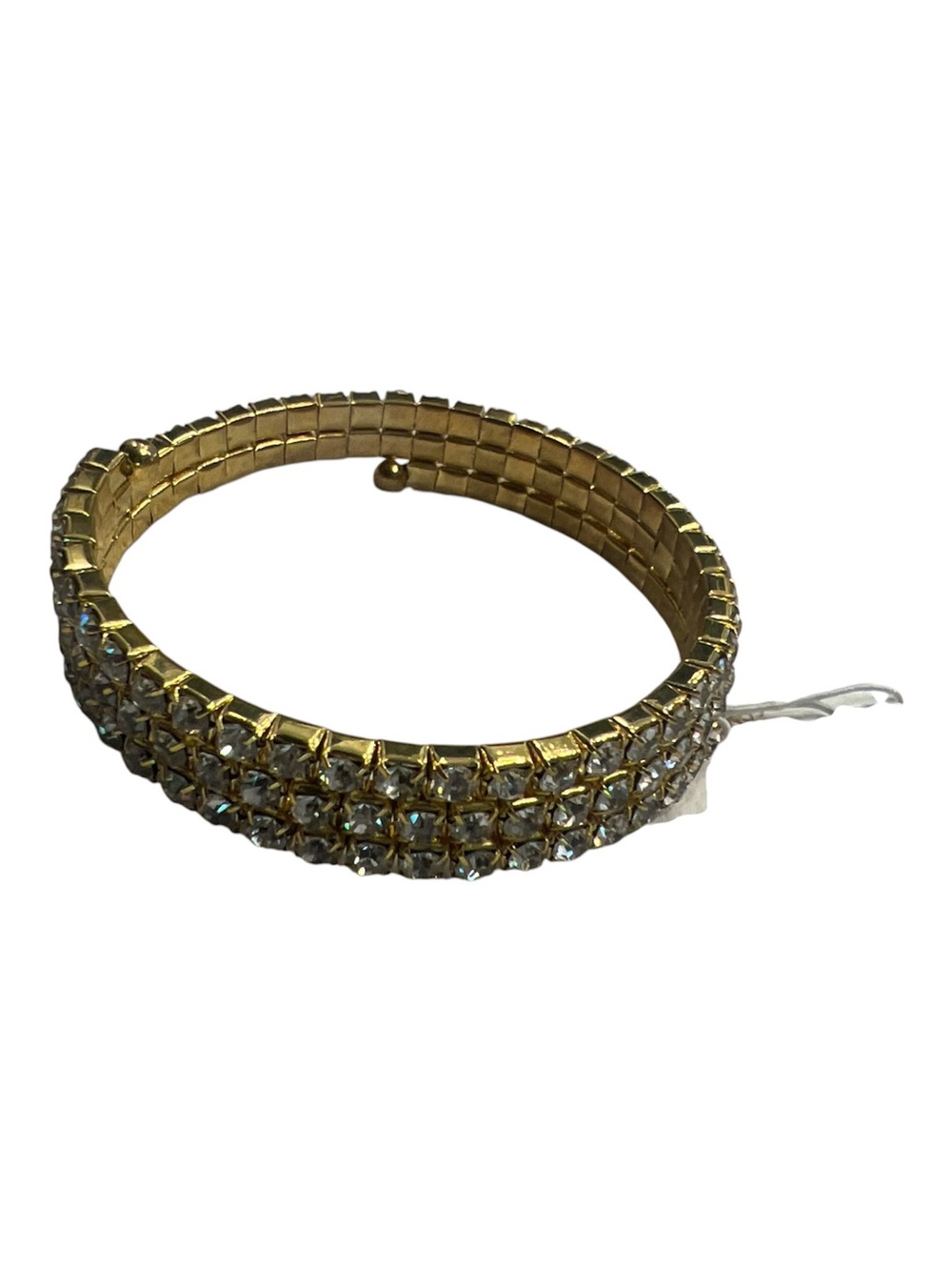 Southern Sparkle Gold Tone 3-Row Rhinestone Wrap Stretch Bracelet